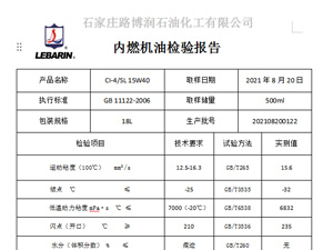 CI-4 15W40柴油机油 检测报告